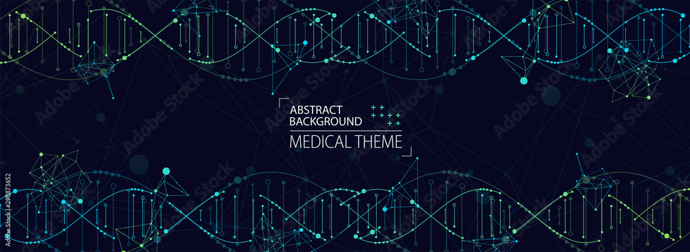 Science template, abstract background with a 3D DNA molecules. Vector illustration.