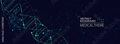 Science template, abstract background with a 3D DNA molecules. Vector illustration.