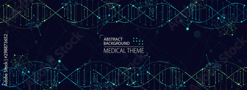 Science template, abstract background with a 3D DNA molecules. Vector illustration.