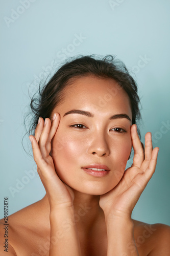 Skin care. Woman with beauty face and healthy facial skin portrait. Beautiful...