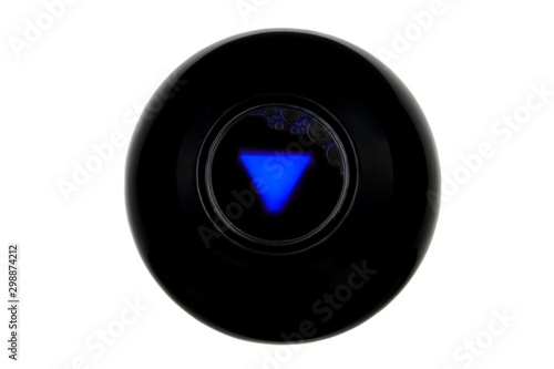 Magic 8 ball with an empty blank prediction isolated on white background photo