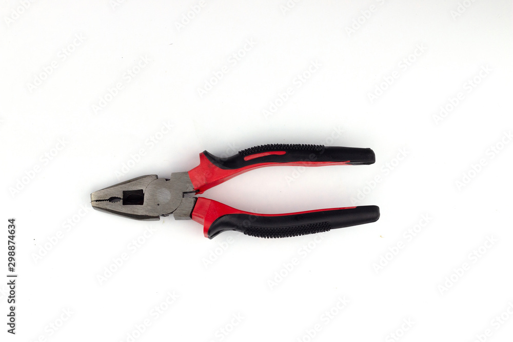 pliers cut the wires to the red sky, placed on a white background.