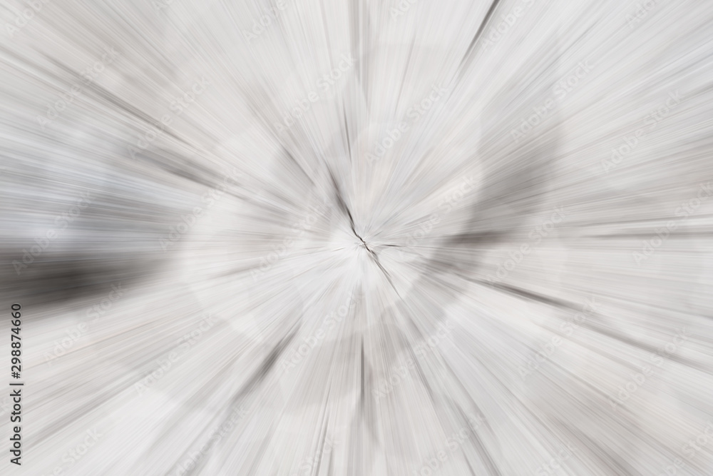 Fototapeta premium Circular geometric gray background with cracks in the center. Abstract explosion effect. Centric motion pattern