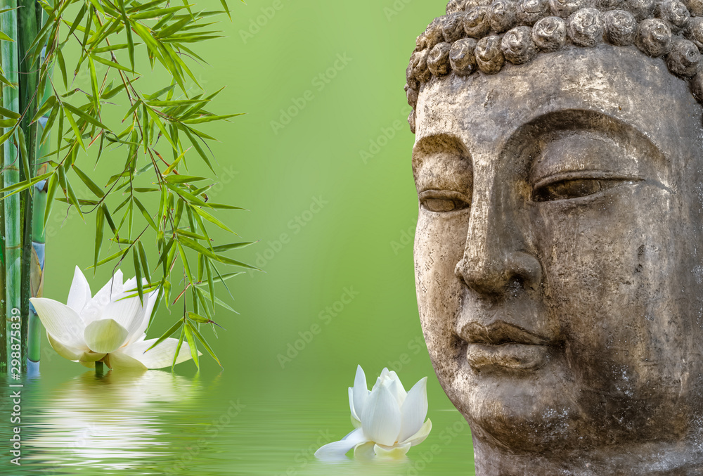 Obraz premium concept sérénité, bouddha, lotus et bambous 