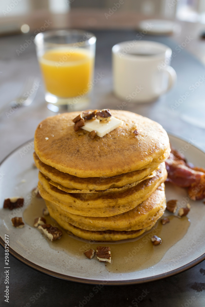 Pumpkin Pancakes with Bacon Pumpkin Pancakes with Bacon