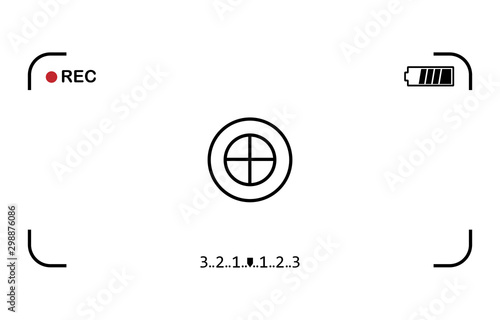 Camera frame viewfinder screen. Vector illustration. Flat.