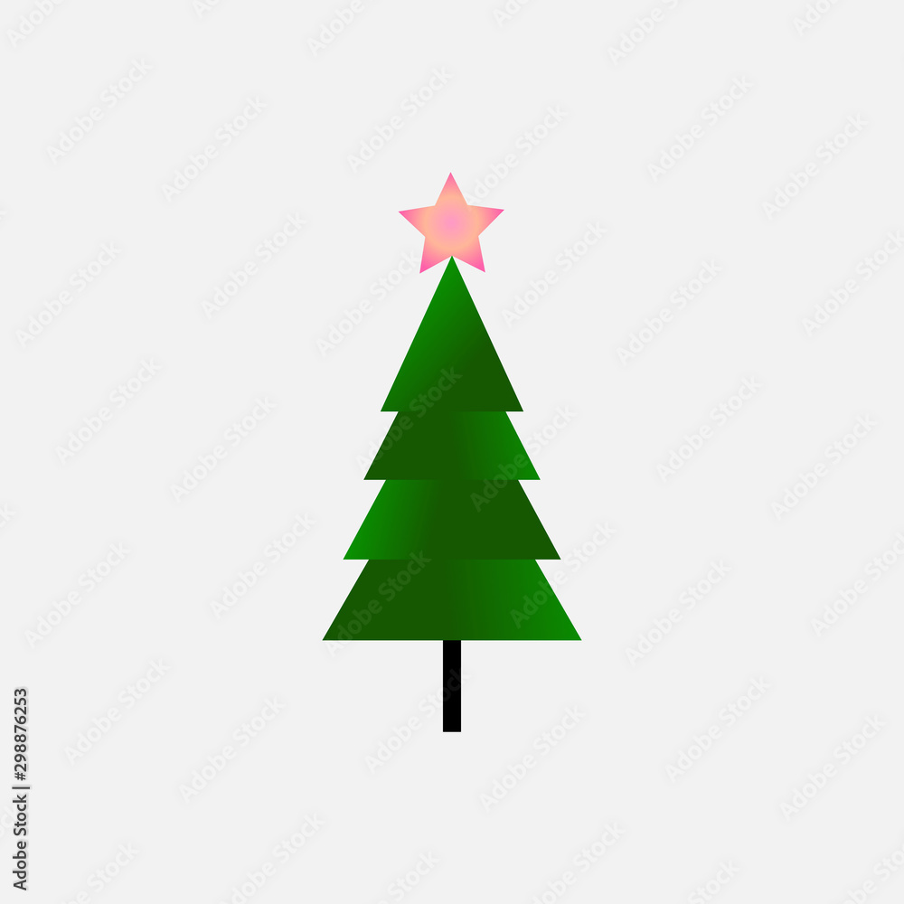 Christmas tree on white background. Vector in flat design. Illustration