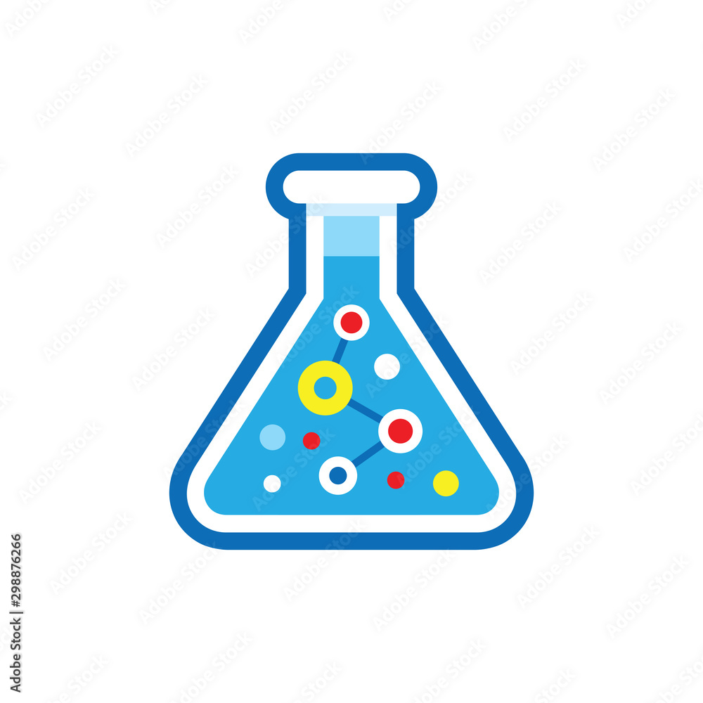 Flask laboratory glass icon flat design. Test tube concept vector sin. Flask laboratory glass icon flat design. Test tube concept vector sin.