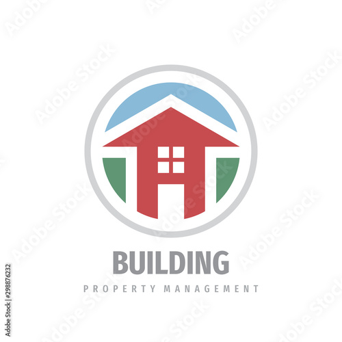 Building house logo template design. Real estate sign. Property management symbol. Vector illustration.