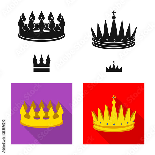 Vector design of medieval and nobility sign. Collection of medieval and monarchy stock vector illustration.