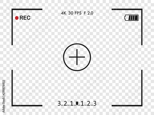 Camera frame viewfinder screen. Vector illustration. flat