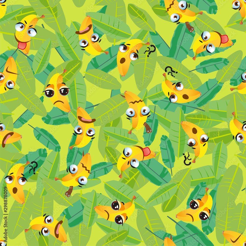 Cute seamless pattern with cartoon emoji fruits Cute seamless pattern with cartoon emoji fruits