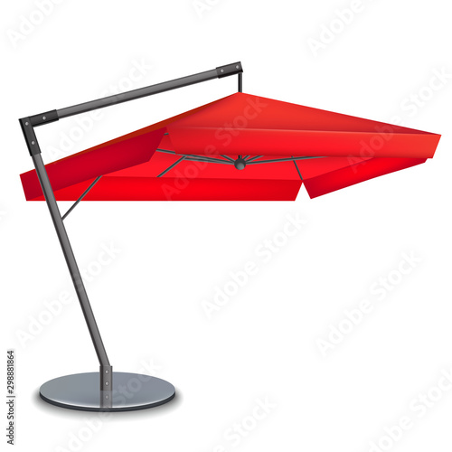 Realistic 3d Detailed Red Umbrella Cafes. Vector