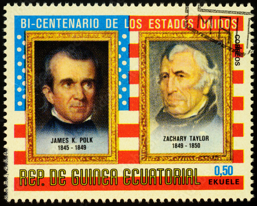 US Presidents James Knox Polk and Zachary Taylor on postage stamp photo