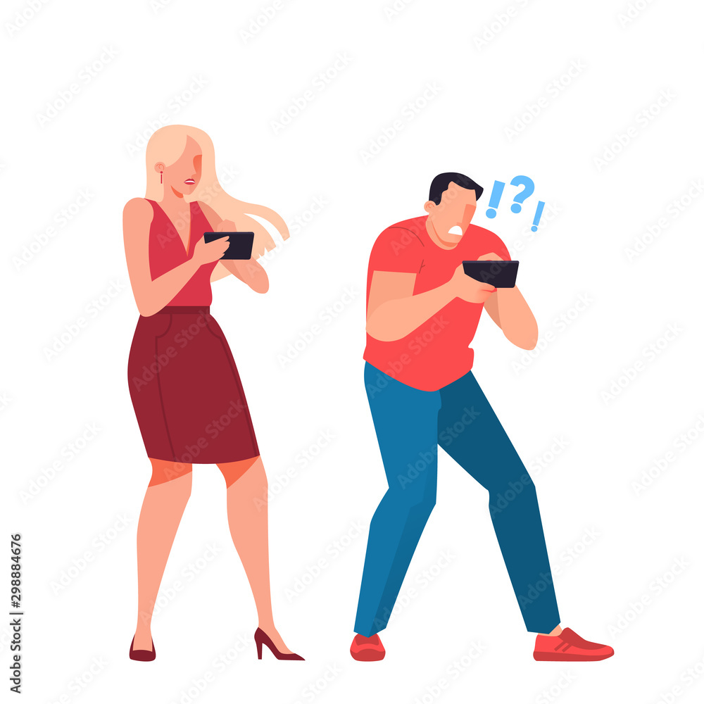 Man and woman with mobile phone. Female and male Man and woman with mobile phone. Female and male