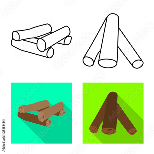 Isolated object of material and logging symbol. Collection of material and forestry stock symbol for web.