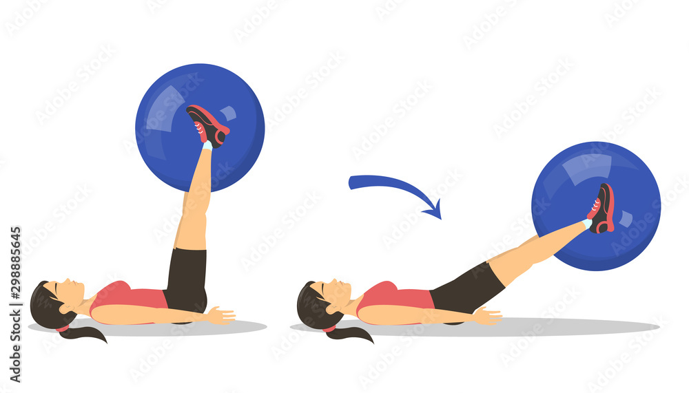 Exercise ball workout . Idea of body health
