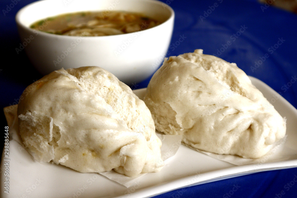Wanton noodle soup and siopao Wanton noodle soup and siopao