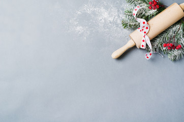 Christmas and New Year holiday background. Xmas background top view.