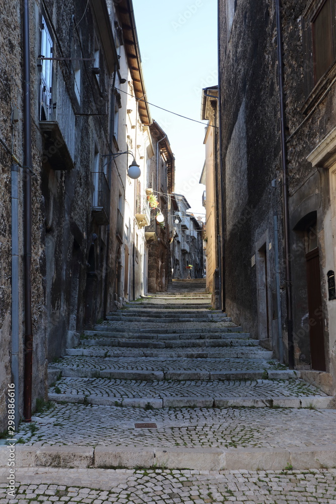 Scanno, Italy - 12 October 2019: The Abruzzese town of Scanno