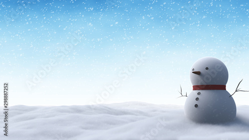 Christmas Snowman Background 3D Illustration