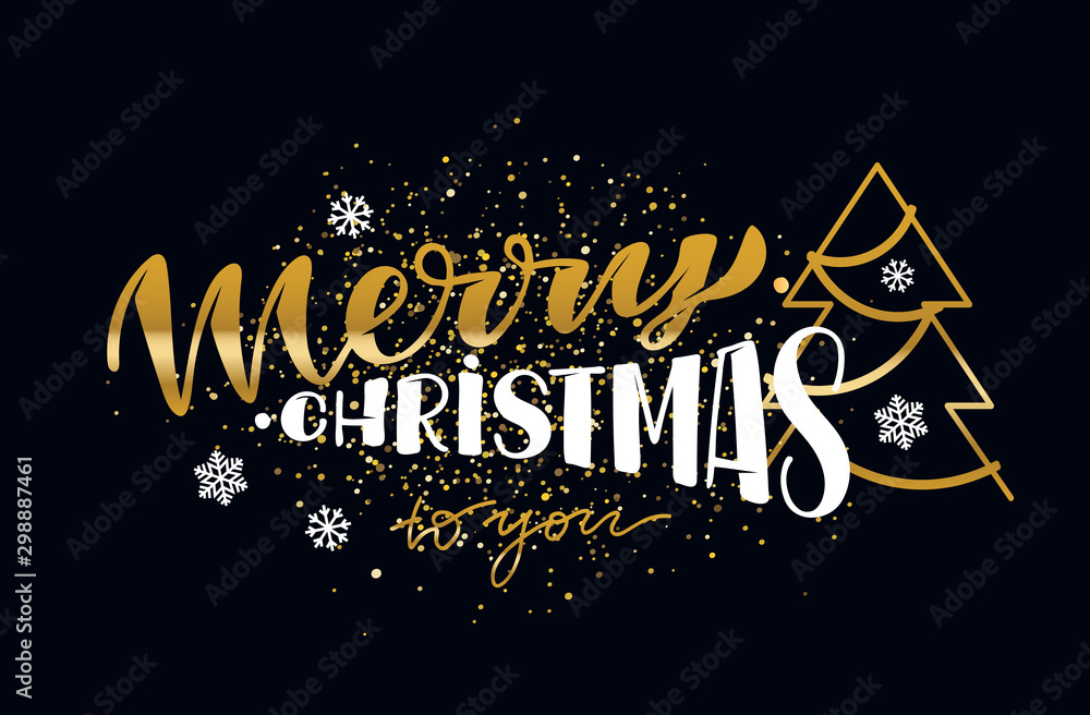 Merry Christmas to you - beautiful hand drawn lettering postcard banner