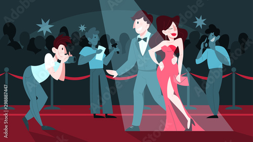Vector illustration of two celebrity on the red carpet