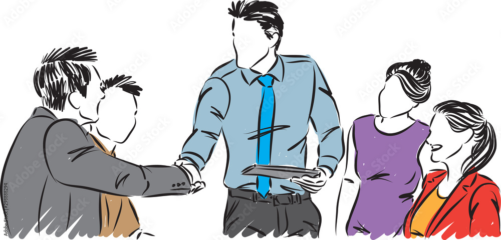 business people man shaking hand vector illustration