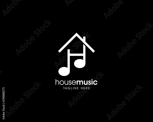 Creative Simple Music House Logo, Music House Studio Logo Design Vector Template