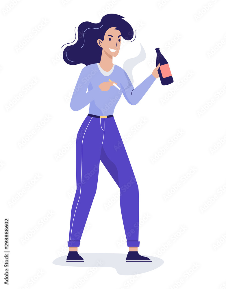 Vector illustration of bipolar symptom, character having unhealthy lifestyle Vector illustration of bipolar symptom, character having unhealthy lifestyle