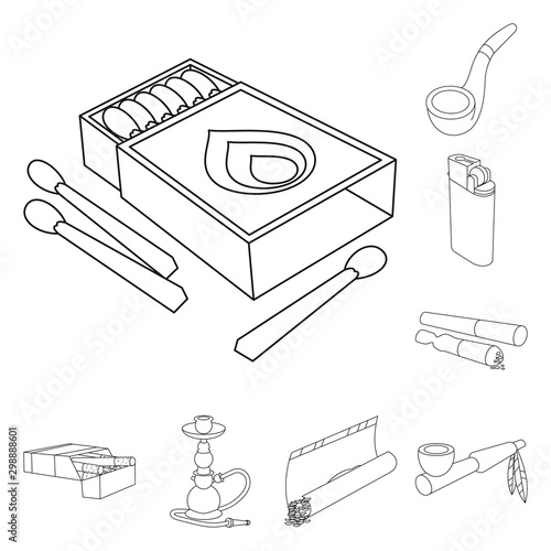 Isolated object of equipment and smoking sign. Collection of equipment and smoker stock symbol for web.