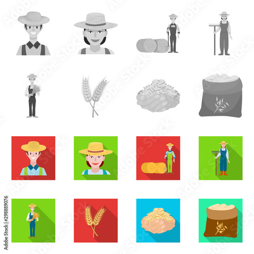 Isolated object of farm and arable sign. Set of farm and harvest stock symbol for web.