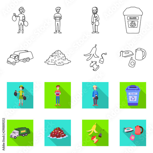 Vector design of waste and garbage icon. Set of waste and reuse stock symbol for web.