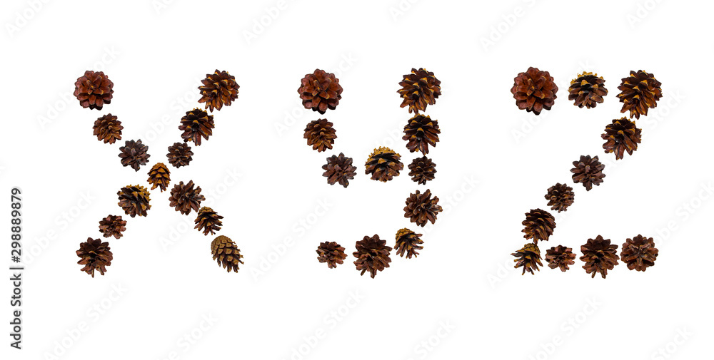Christmas font made of fir cones Christmas font made of fir cones