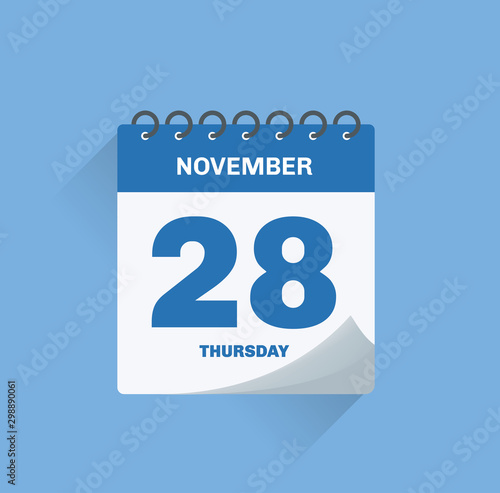Day calendar with date November 28. photo