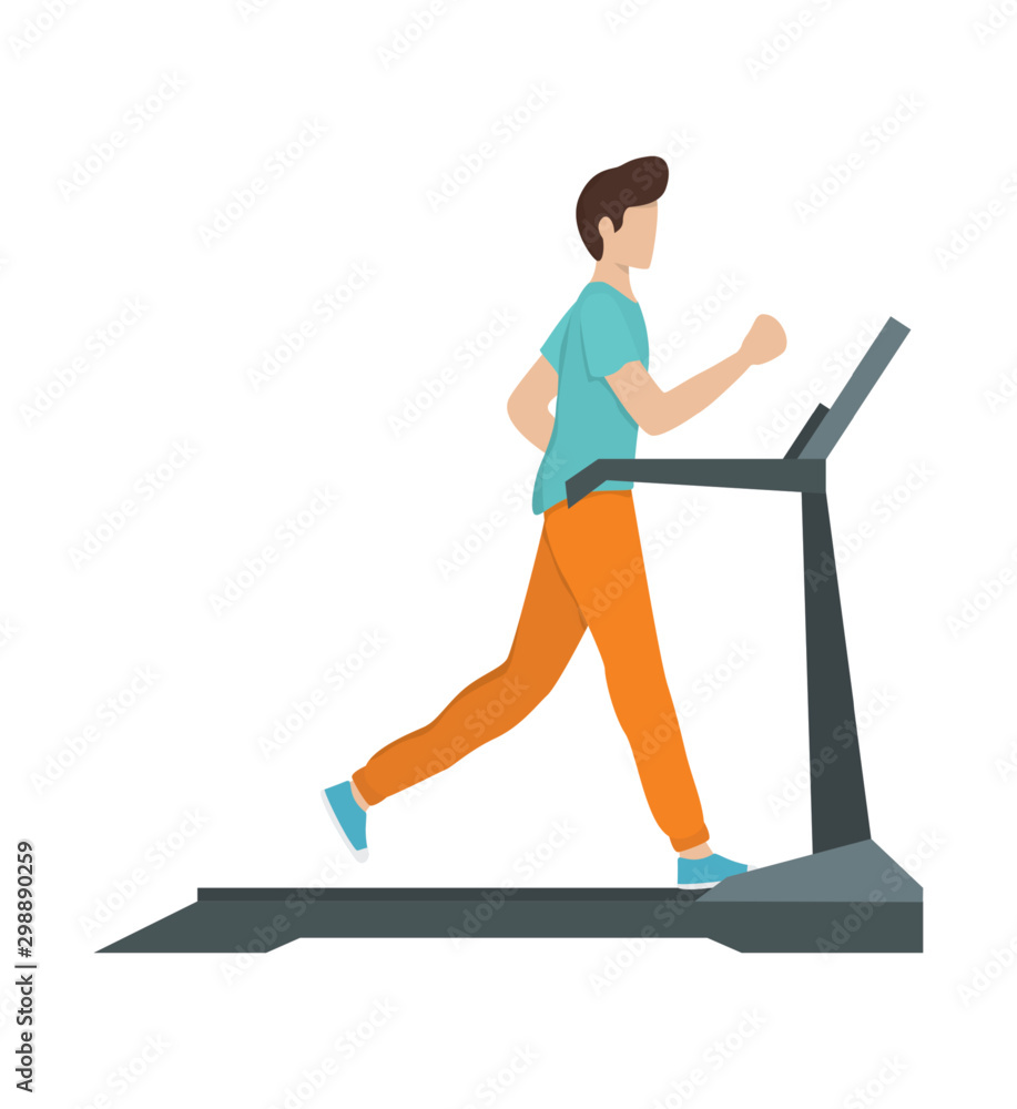 Photography Young athletic man training on a treadmill