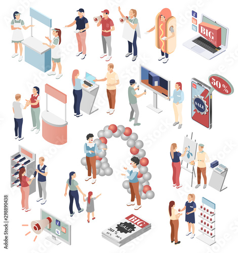 Promoter Isometric Icons Set
