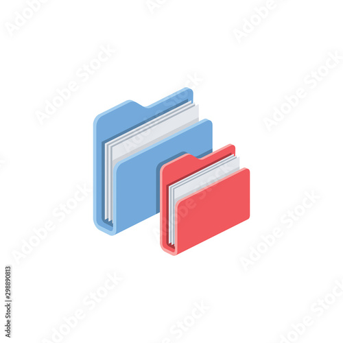 Folder directory copy. Vector 3d isometric, color web icon, new flat style. Creative illustration design, idea for infographics.