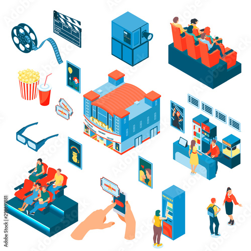 Isometric Cinema Icons Set