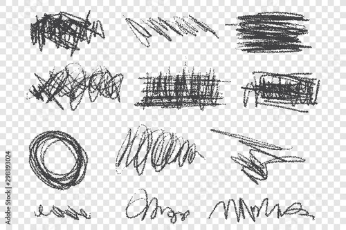 Grunge scribbles vector illustrations set