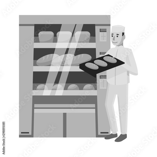 Vector illustration of oven and confectioner icon. Collection of oven and bread stock symbol for web.