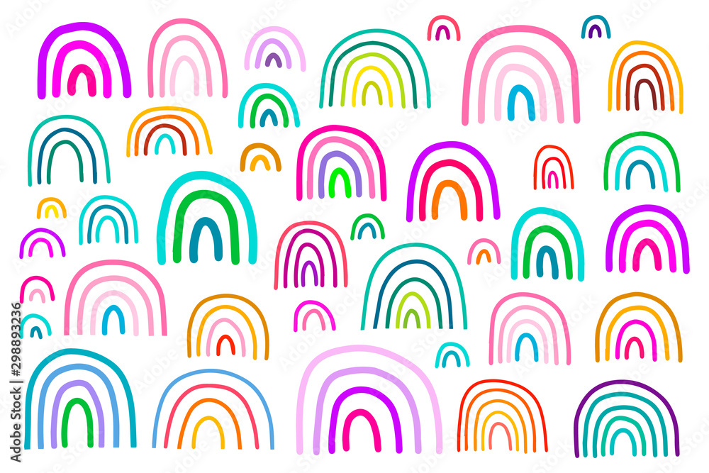 Big colorful rainbow set in cartoon comic style illustration vibrant colors Big colorful rainbow set in cartoon comic style illustration vibrant colors