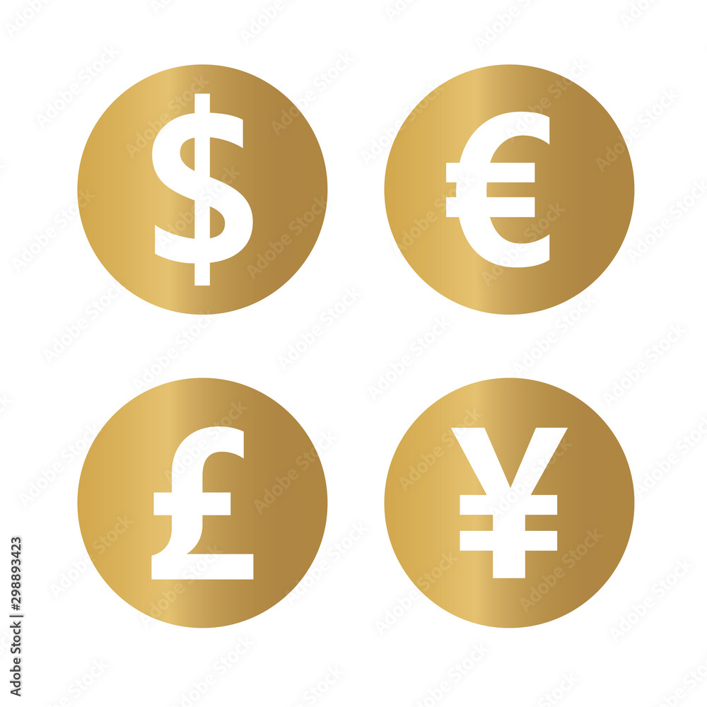 golden most popular currency symbols- vector illustration golden most popular currency symbols- vector illustration