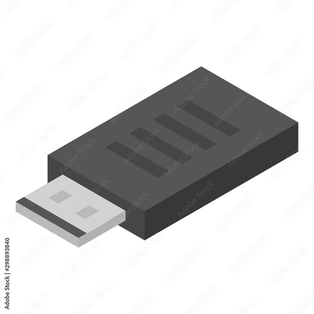 Usb adapter icon. Isometric of usb adapter vector icon for web design isolated on white background Usb adapter icon. Isometric of usb adapter vector icon for web design isolated on white background