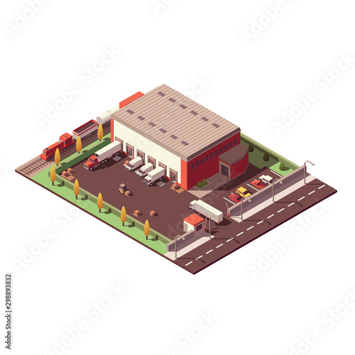 Isometric modern warehouse concept. Isometric vector illustration.