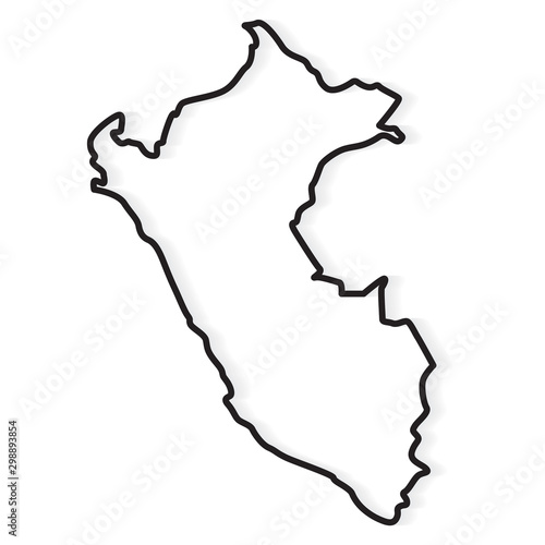 black outline of Peru map- vector illustration