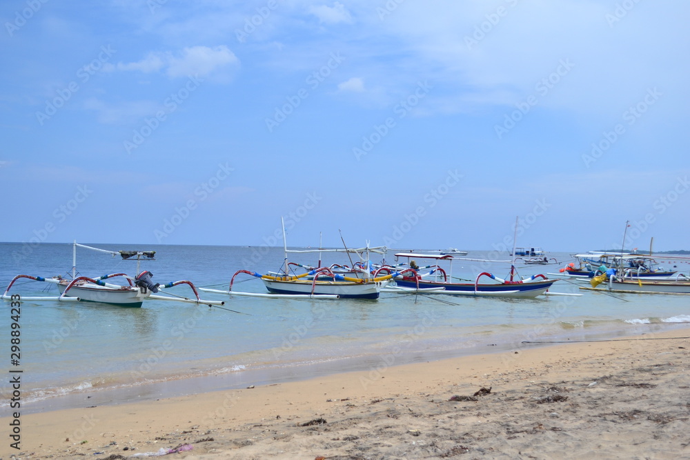 Bali Beach with boats and ocean