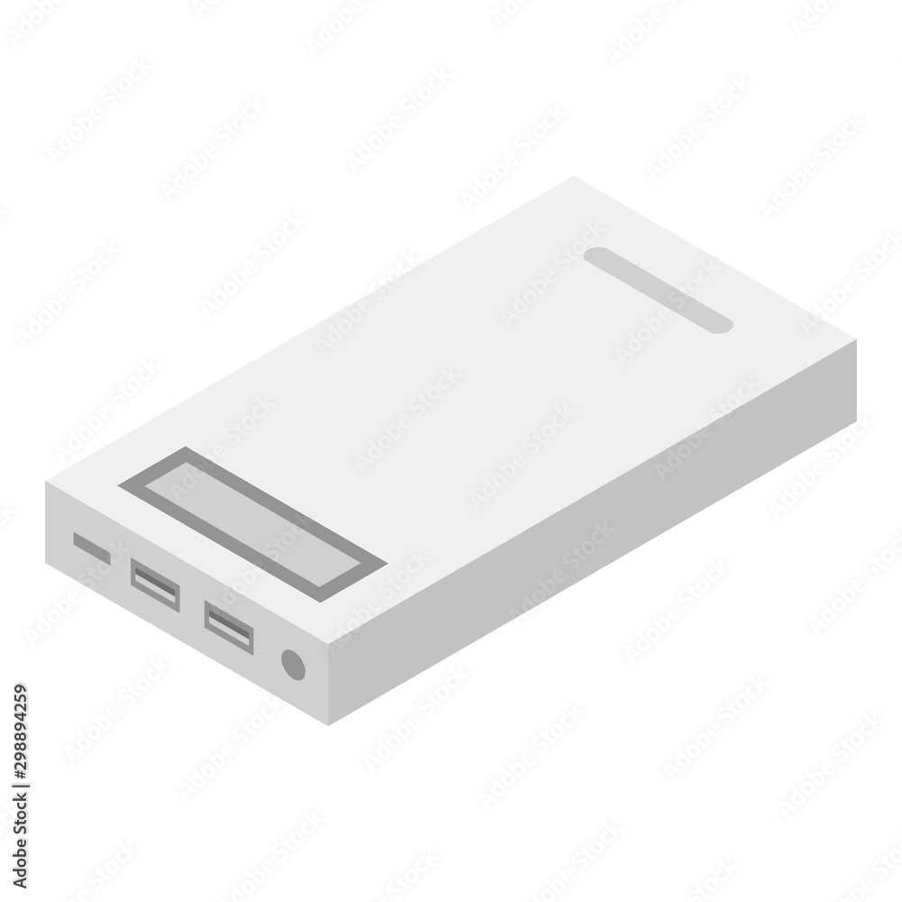 Usb power bank icon. Isometric of usb power bank vector icon for web design isolated on white background Usb power bank icon. Isometric of usb power bank vector icon for web design isolated on white background