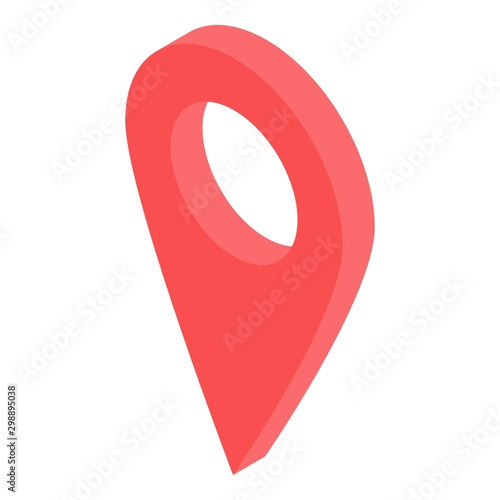 Red gps pin icon. Isometric of red gps pin vector icon for web design isolated on white background