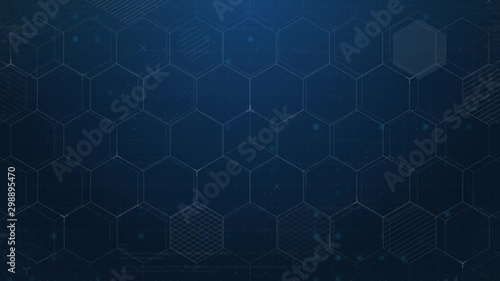 Blue Hexagons Abstract Background. Digital Technology Background.